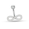 Thumbnail Image 1 of 014 Gauge Cubic Zirconia Beaded Infinity Belly Button Ring in Stainless Steel