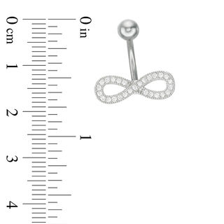 014 Gauge Cubic Zirconia Beaded Infinity Belly Button Ring in Stainless Steel