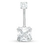 Thumbnail Image 1 of 014 Gauge Asscher-Cut Cubic Zirconia Belly Button Ring in Stainless Steel
