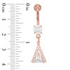 Thumbnail Image 2 of Rose Ion Plated CZ Trillion-Cut Frame Dangle Belly Button Ring - 14G