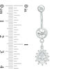 Thumbnail Image 1 of 014 Gauge Pear-Shaped Cubic Zirconia and Crystal Frame Belly Button Ring in Stainless Steel and Brass