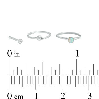 020 Gauge Simulated Opal and Cubic Zirconia Nose Stud and Ring Set in Stainless Steel