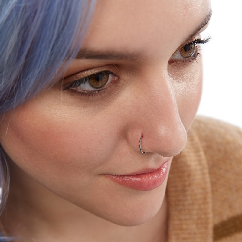 Main Image 3 of 020 Gauge Simulated Opal and Cubic Zirconia Nose Stud and Ring Set in Stainless Steel