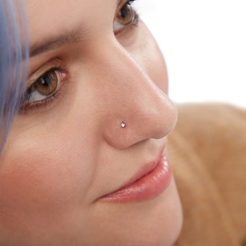 Main Image 5 of 020 Gauge Simulated Opal and Cubic Zirconia Nose Stud and Ring Set in Stainless Steel