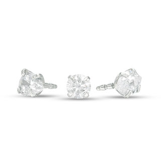 016 Gauge Multi-Shape Cubic Zirconia Solitaire Three Piece Labret Set in Stainless Steel with Bioplast