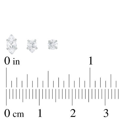 016 Gauge Multi-Shape Cubic Zirconia Solitaire Three Piece Labret Set in Stainless Steel with Bioplast