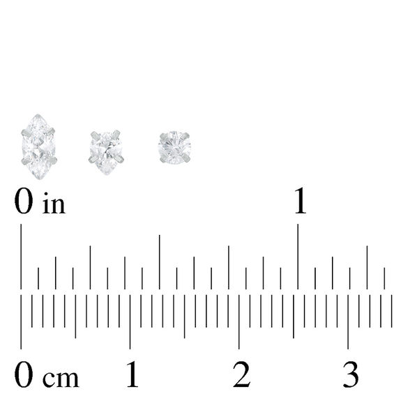 016 Gauge Multi-Shape Cubic Zirconia Solitaire Three Piece Labret Set in Stainless Steel with Bioplast