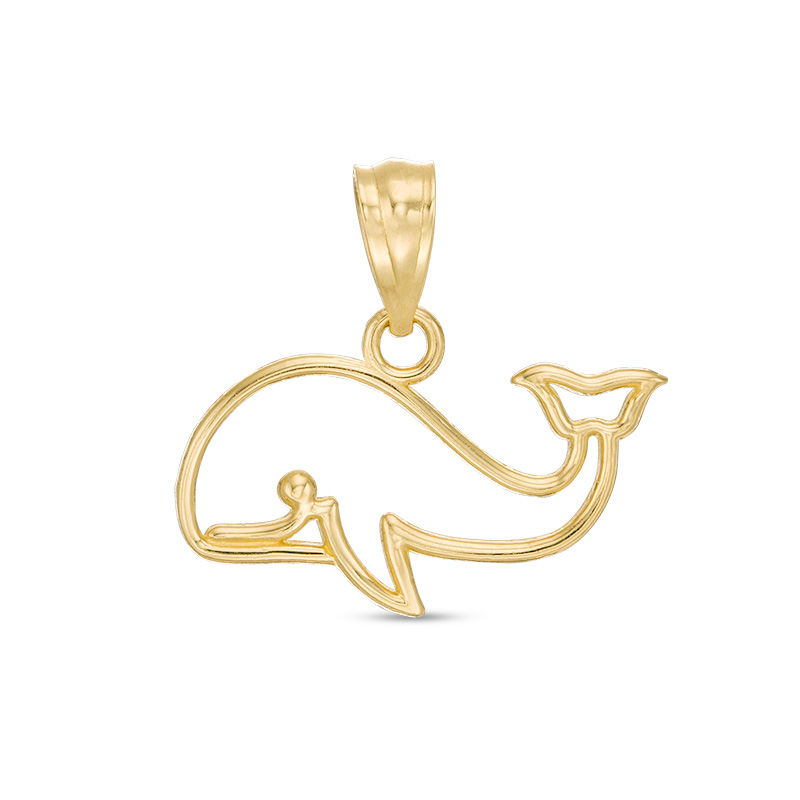 Main Image 1 of Child's Whale Necklace Charm in 10K Gold