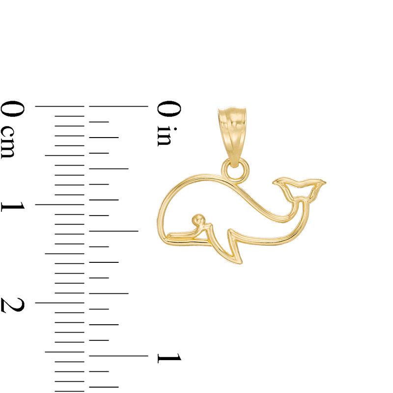 Main Image 2 of Child's Whale Necklace Charm in 10K Gold