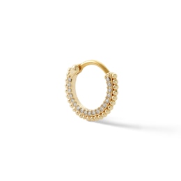 Yellow Ion Plated CZ Beaded Hoop - 16G 5/16&quot;