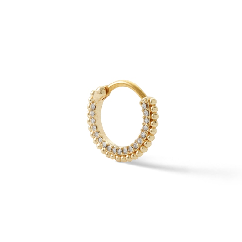 Yellow Ion Plated CZ Beaded Hoop - 16G 5/16"