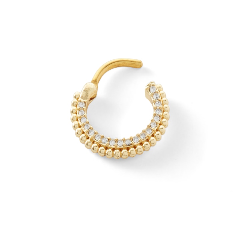 Main Image 2 of Yellow Ion Plated CZ Beaded Hoop - 16G 5/16"