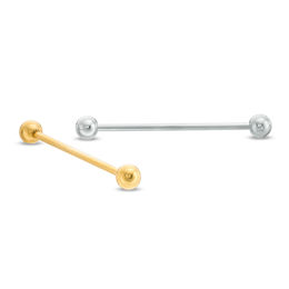 014 Gauge Industrial Barbell Pair in Solid Stainless Steel with Yellow IP
