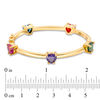 Thumbnail Image 2 of Child's 7mm Heart-Shaped Multi-Color Cubic Zirconia Station Bangle in Brass with 18K Gold Plate - 5.9"