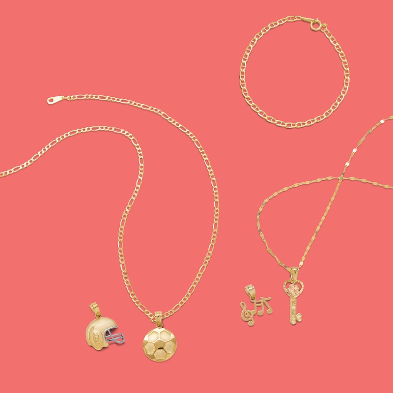 Main Image 2 of Child's Musical Notes Necklace Charm in 10K Gold