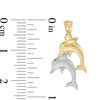 Child's Jumping Double Dolphin Necklace Charm in 10K Two-Tone Gold