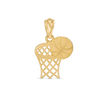 Child's Basketball and Hoop Necklace Charm in 10K Gold