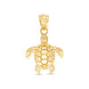 Child's Diamond-Cut Turtle Necklace Charm in 10K Gold