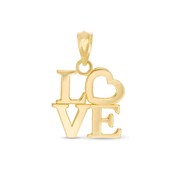 Child's "LOVE" Heart Necklace Charm in 10K Gold