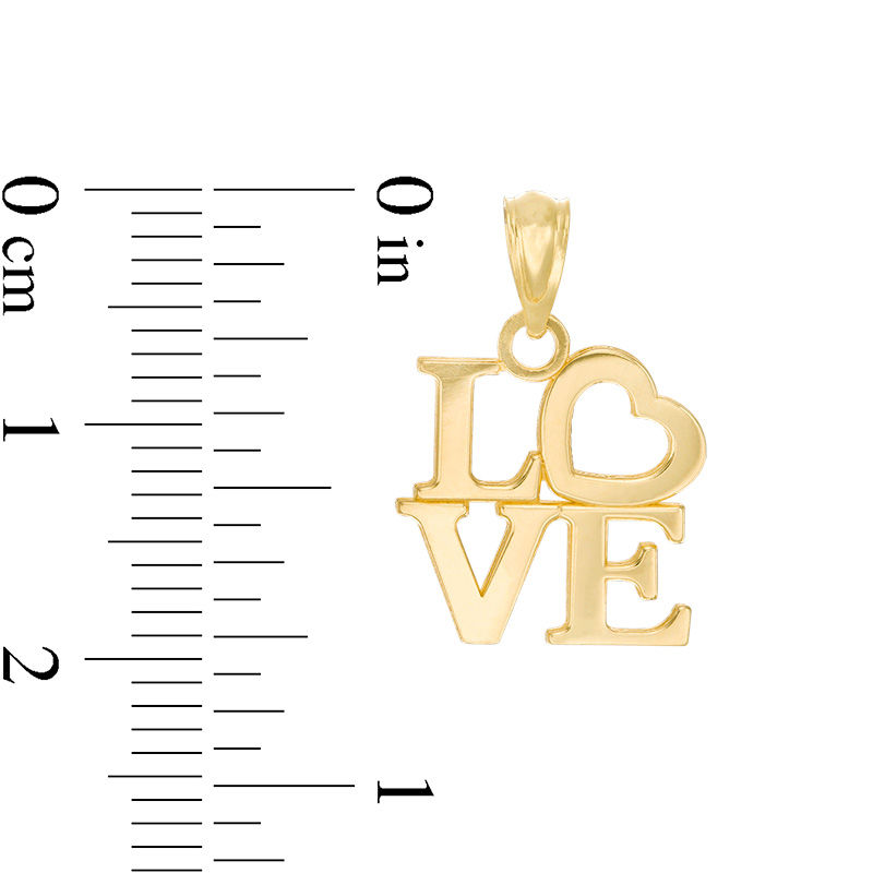 Child's "LOVE" Heart Necklace Charm in 10K Gold