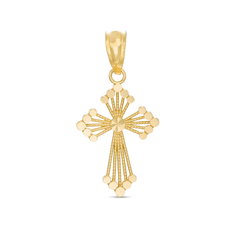 Main Image 1 of Child's Diamond-Cut Cross Necklace Charm in 10K Gold