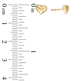 Child's Puff Heart Stud Earrings in 14K Gold