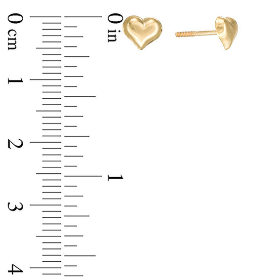Child's Puff Heart Stud Earrings in 14K Gold
