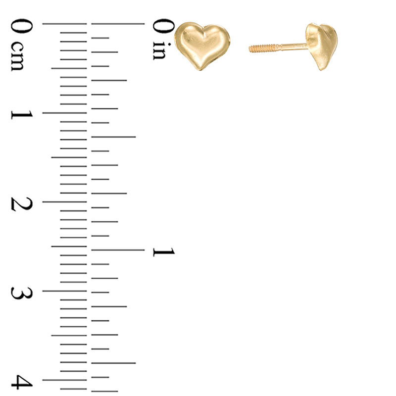 Main Image 2 of Child's Puff Heart Stud Earrings in 14K Gold