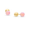 Thumbnail Image 1 of Child's 4mm Simulated Pink Opal and Ball Reversible Stud Earrings in 14K Gold