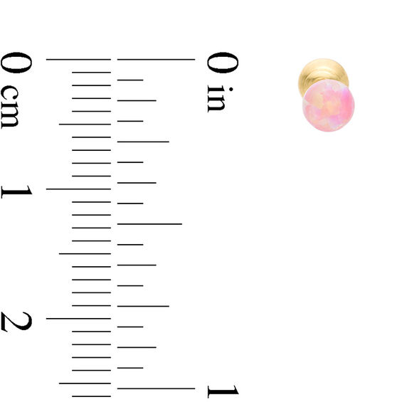 Child's 4mm Simulated Pink Opal and Ball Reversible Stud Earrings in 14K Gold