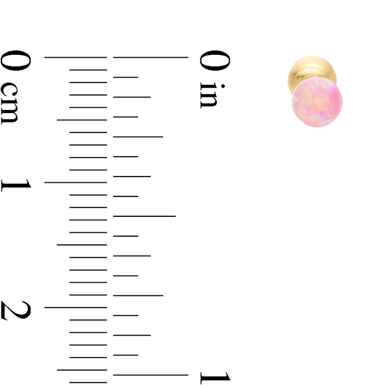 Main Image 2 of Child's 4mm Simulated Pink Opal and Ball Reversible Stud Earrings in 14K Gold