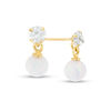 Thumbnail Image 1 of Child's 4mm Simulated Opal Ball Dangle and Cubic Zirconia Drop Earrings in 14K Gold
