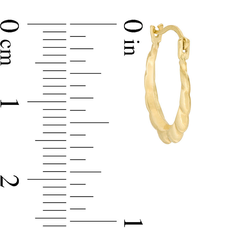 Child's Puffed Scallop Hoop Earrings in 10K Gold