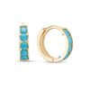 Thumbnail Image 1 of Child's Simulated Turquoise Huggie Hoop Earrings in 14K Gold