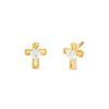 Child's 3mm Cubic Zirconia Cross Stud Earrings in 14K Gold