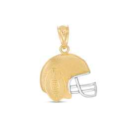 Child's Football and Helmet Necklace Charm in 10K Two-Tone Gold