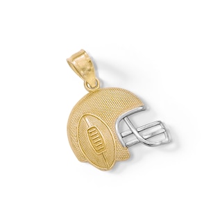 Child's Football and Helmet Necklace Charm in 10K Two-Tone Gold