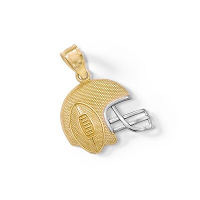 Child's Football and Helmet Necklace Charm in 10K Two-Tone Gold