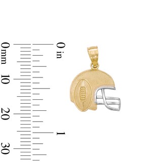 Child's Football and Helmet Necklace Charm in 10K Two-Tone Gold