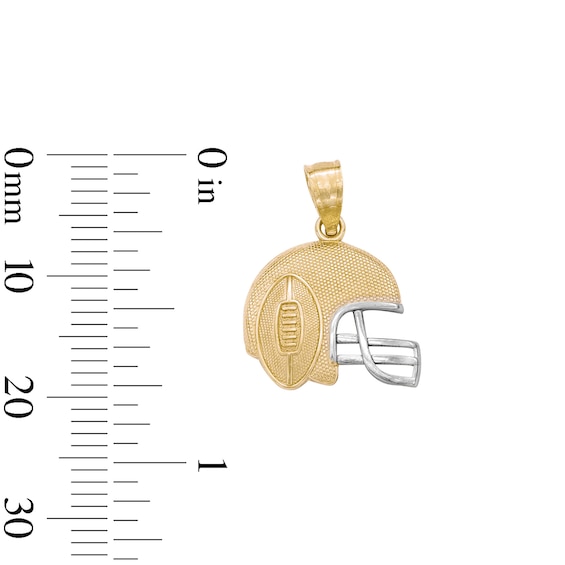 Child's Football and Helmet Necklace Charm in 10K Two-Tone Gold