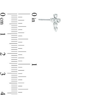 Child's Heart Cross Stud Earrings in Sterling Silver
