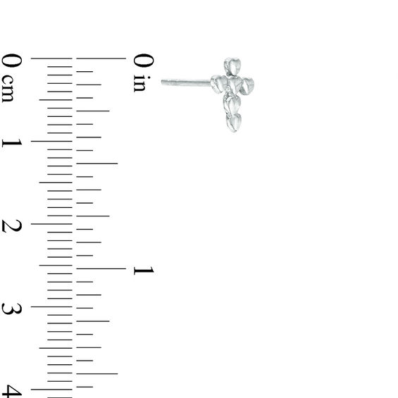 Child's Heart Cross Stud Earrings in Sterling Silver