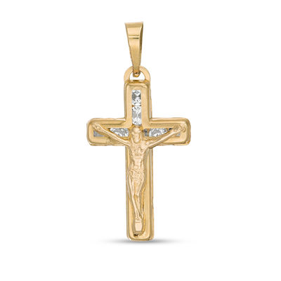 Cubic Zirconia Crucifix Necklace Charm in 10K Gold