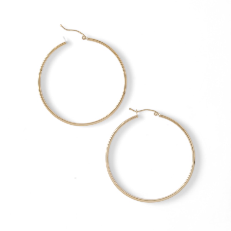 Main Image 2 of 45mm Square Hoop Earrings in 10K Tube Hollow Gold