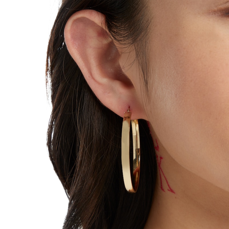 Main Image 3 of 45mm Square Hoop Earrings in 10K Tube Hollow Gold