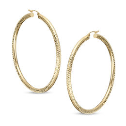 70mm Diamond-Cut Hoop Earrings in 10K Tube Hollow Gold