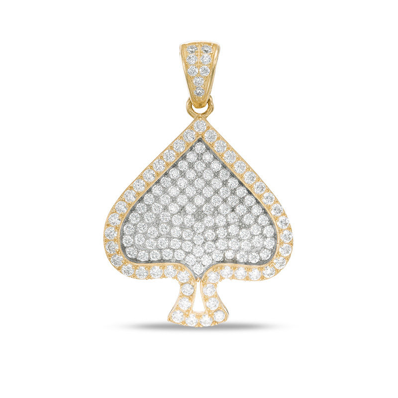 Main Image 1 of Cubic Zirconia Pavé Composite Spade Symbol Necklace Charm in 10K Gold