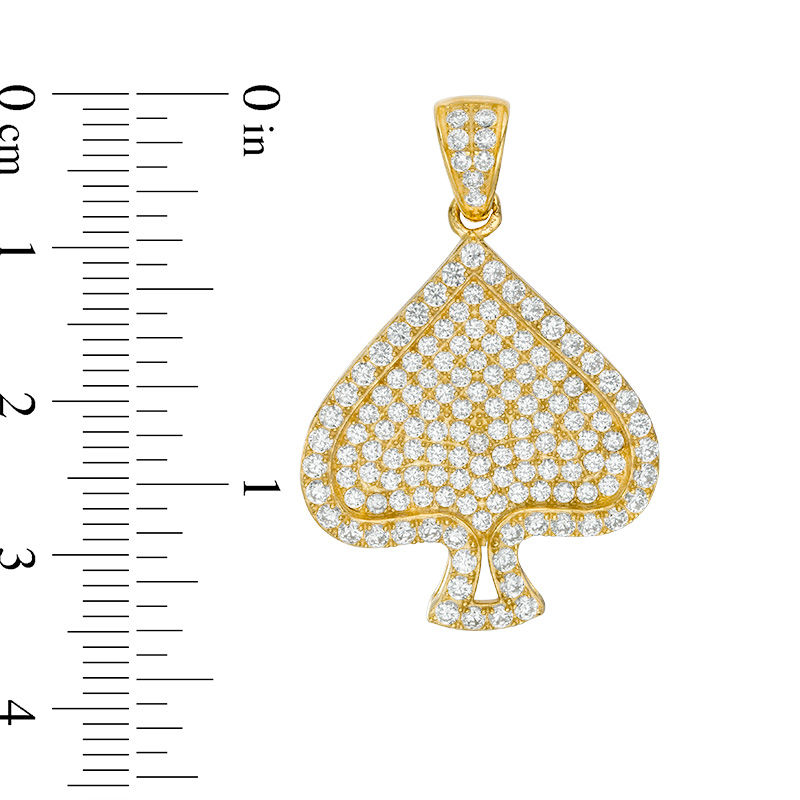 Main Image 2 of Cubic Zirconia Pavé Composite Spade Symbol Necklace Charm in 10K Gold