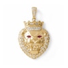 Thumbnail Image 1 of Marquise Red and White Cubic Zirconia Pavé Lion Head with Crown Necklace Charm in 10K Gold