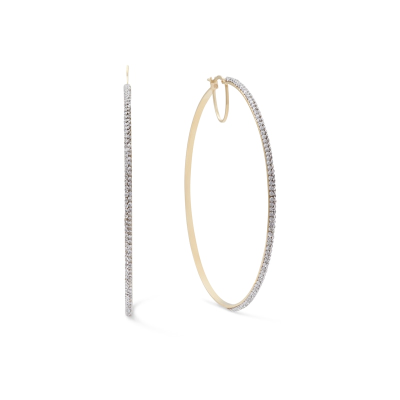 10K Gold Bonded Sterling Silver Crystal Hoops - Made in Italy